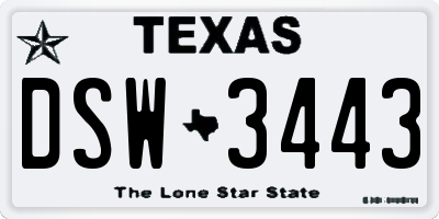 TX license plate DSW3443