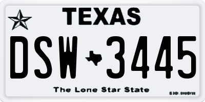 TX license plate DSW3445