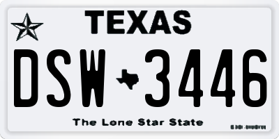 TX license plate DSW3446