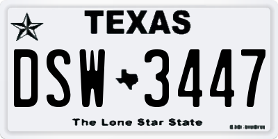 TX license plate DSW3447