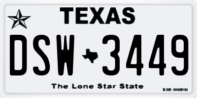 TX license plate DSW3449