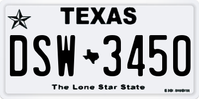 TX license plate DSW3450