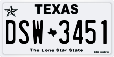 TX license plate DSW3451