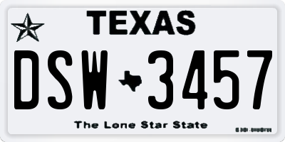 TX license plate DSW3457