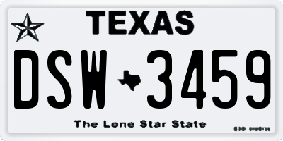 TX license plate DSW3459