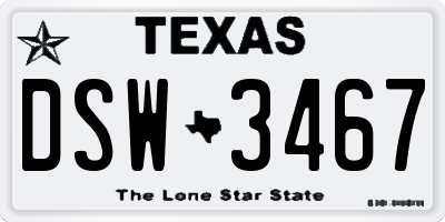 TX license plate DSW3467