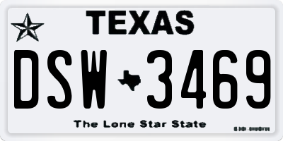 TX license plate DSW3469