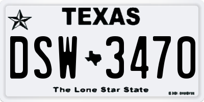 TX license plate DSW3470