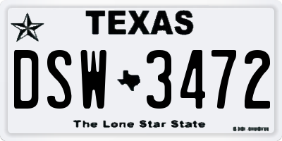TX license plate DSW3472
