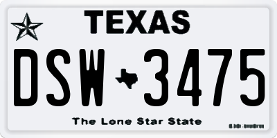 TX license plate DSW3475