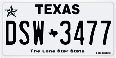 TX license plate DSW3477