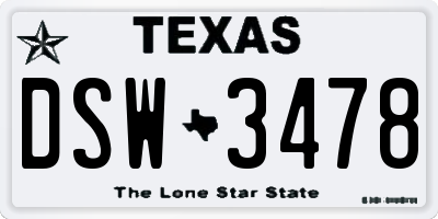 TX license plate DSW3478
