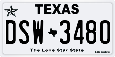 TX license plate DSW3480