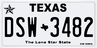 TX license plate DSW3482