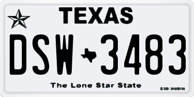 TX license plate DSW3483