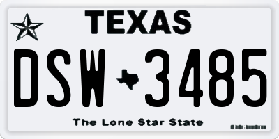 TX license plate DSW3485