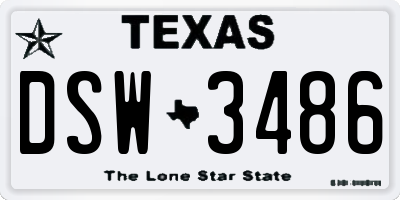 TX license plate DSW3486