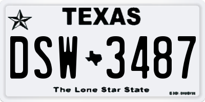 TX license plate DSW3487