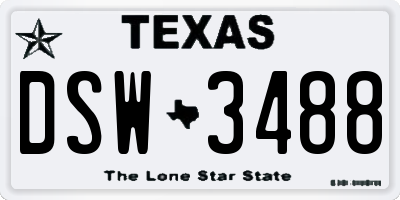 TX license plate DSW3488