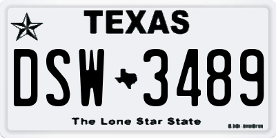 TX license plate DSW3489