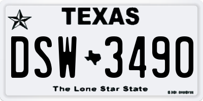 TX license plate DSW3490