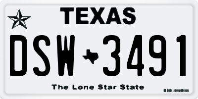 TX license plate DSW3491