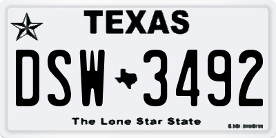 TX license plate DSW3492