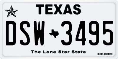 TX license plate DSW3495