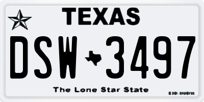 TX license plate DSW3497