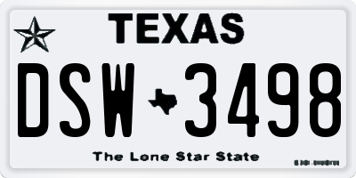 TX license plate DSW3498