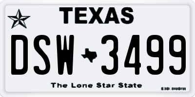 TX license plate DSW3499