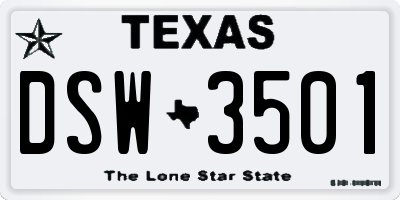 TX license plate DSW3501