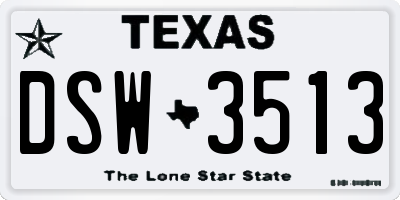 TX license plate DSW3513