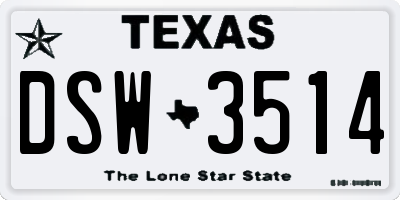 TX license plate DSW3514