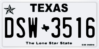 TX license plate DSW3516