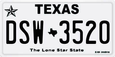 TX license plate DSW3520
