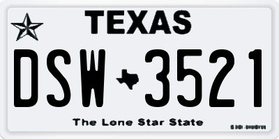 TX license plate DSW3521