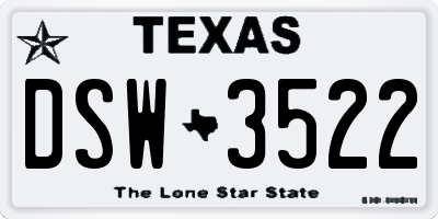 TX license plate DSW3522