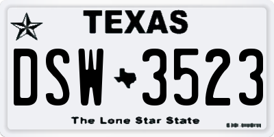 TX license plate DSW3523