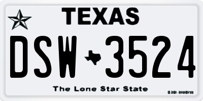 TX license plate DSW3524