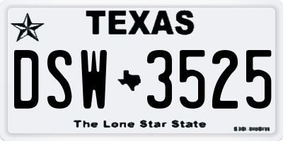 TX license plate DSW3525