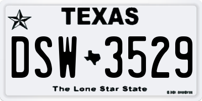 TX license plate DSW3529