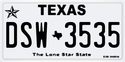 TX license plate DSW3535