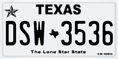 TX license plate DSW3536