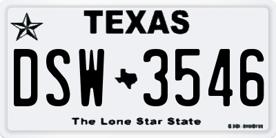 TX license plate DSW3546