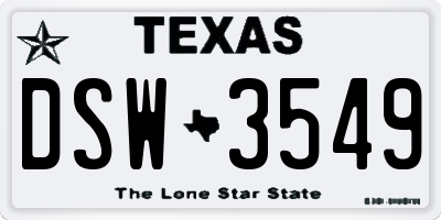 TX license plate DSW3549
