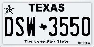 TX license plate DSW3550