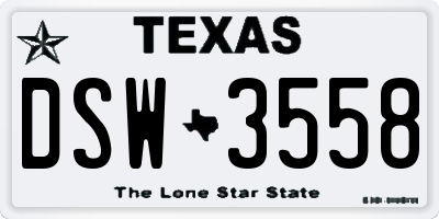 TX license plate DSW3558