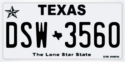 TX license plate DSW3560