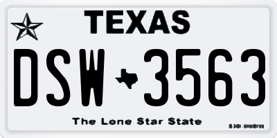 TX license plate DSW3563